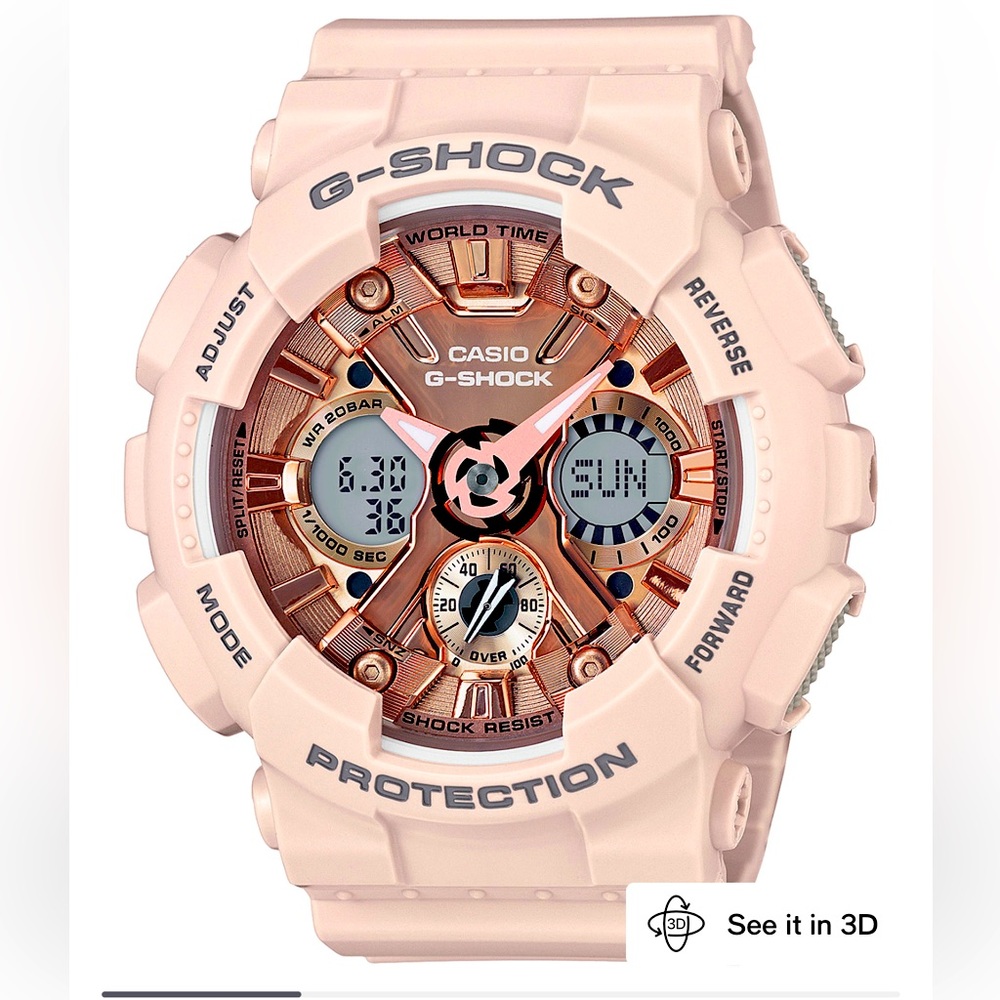 Women's Analog-Digital Blush S Peach Resin Strap Watch 46mm GMAS120MF-4A